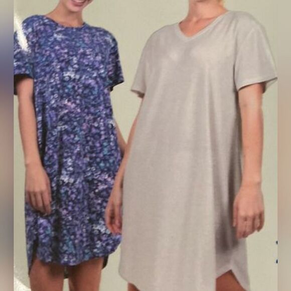 NEW NATORI 2 PACK NIGHTGOWN SLEEP SHIRT PAJAMAS PJS LARGE 12 14 NWT - Picture 2 of 3